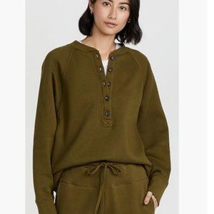 Madewell Women's Dessert Moss Henley Soft Cozy Sweatshirt Small